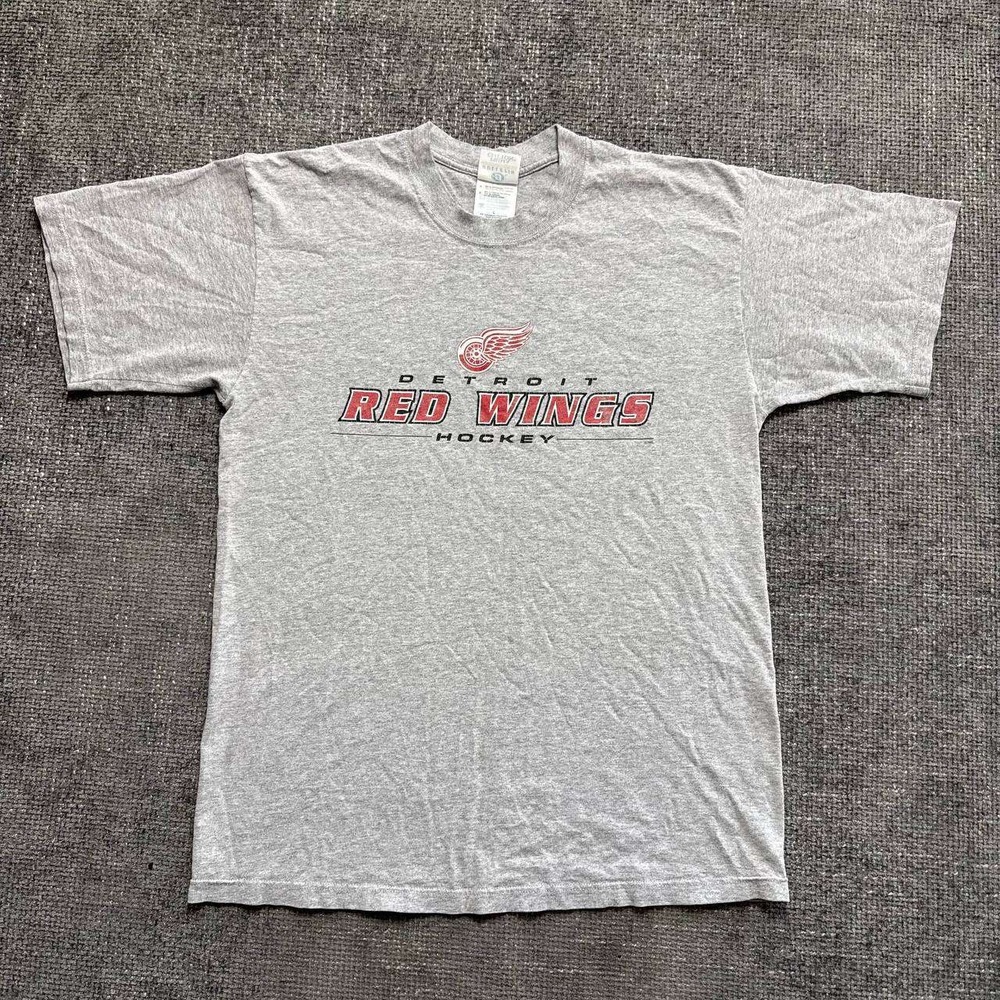Bulletin Detroit Red Wings Hockey Shirt Mens Large Gray Vintage 90s NHL Tee